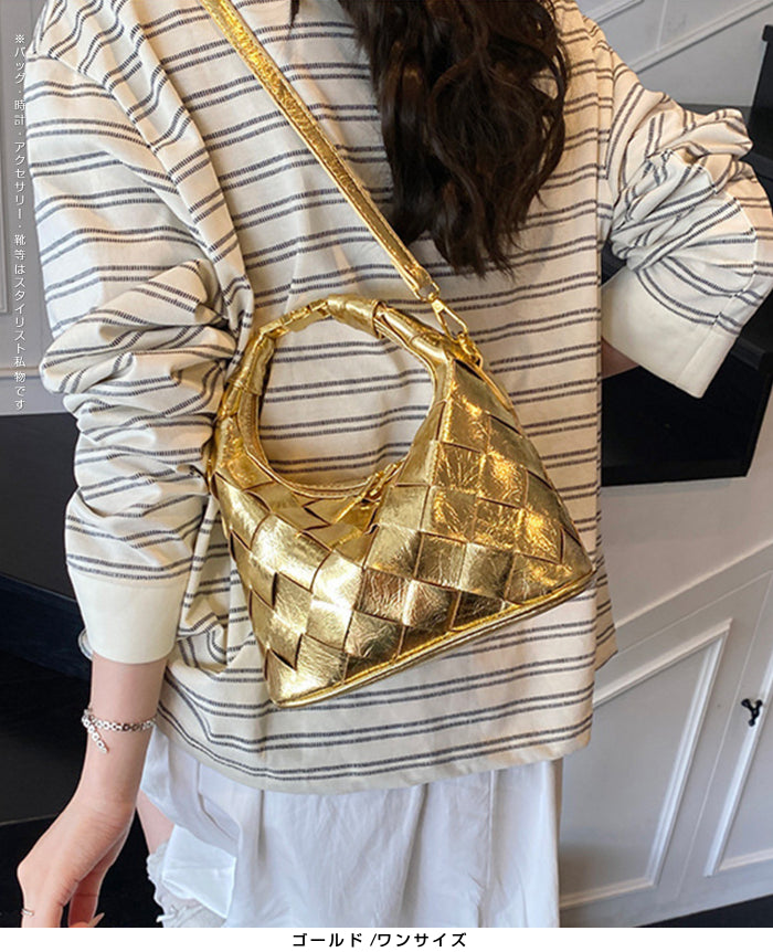 2wayハンドバックルウーブンバッグ