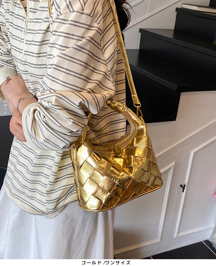 2wayハンドバックルウーブンバッグ