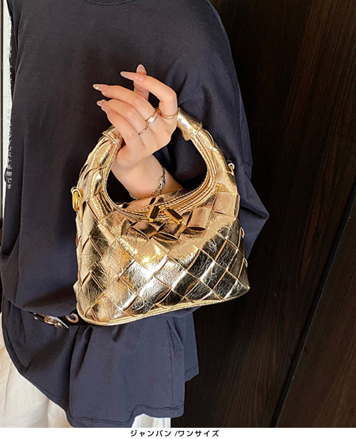 2wayハンドバックルウーブンバッグ