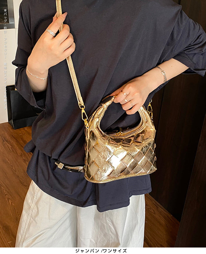 2wayハンドバックルウーブンバッグ