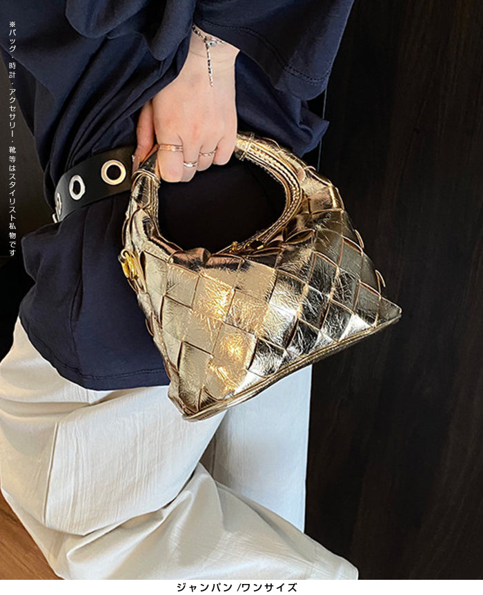 2wayハンドバックルウーブンバッグ