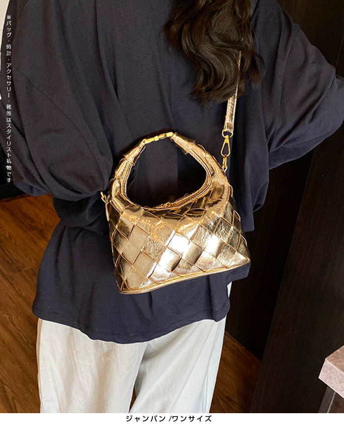 2wayハンドバックルウーブンバッグ