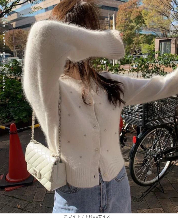 シャギーニット ビジューカーディガン