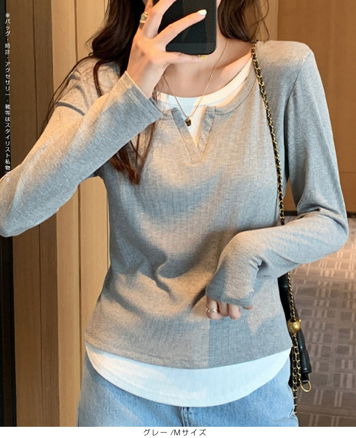 レイヤード風トップス