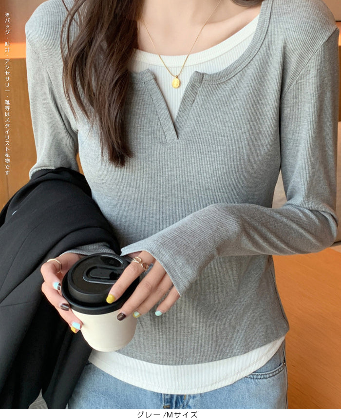 レイヤード風トップス