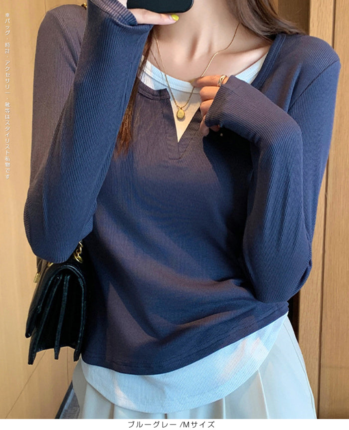 レイヤード風トップス