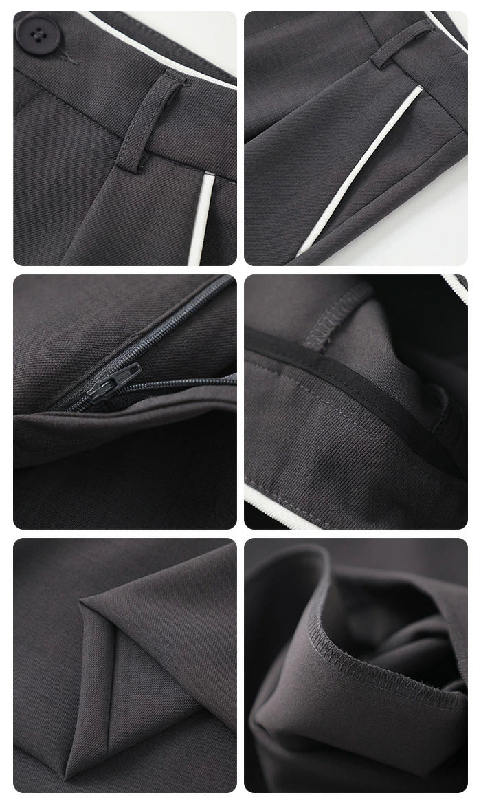 パイピングタックワイドパンツ