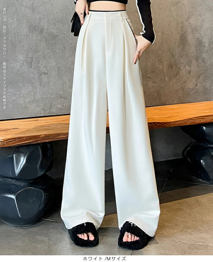 パイピングタックワイドパンツ