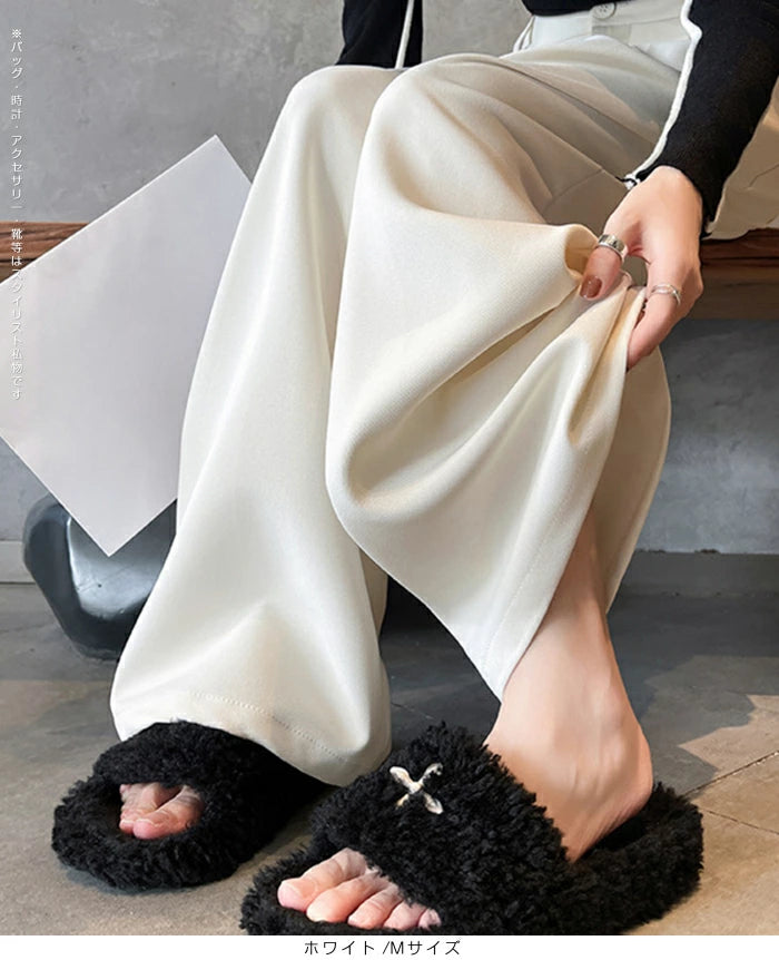 パイピングタックワイドパンツ