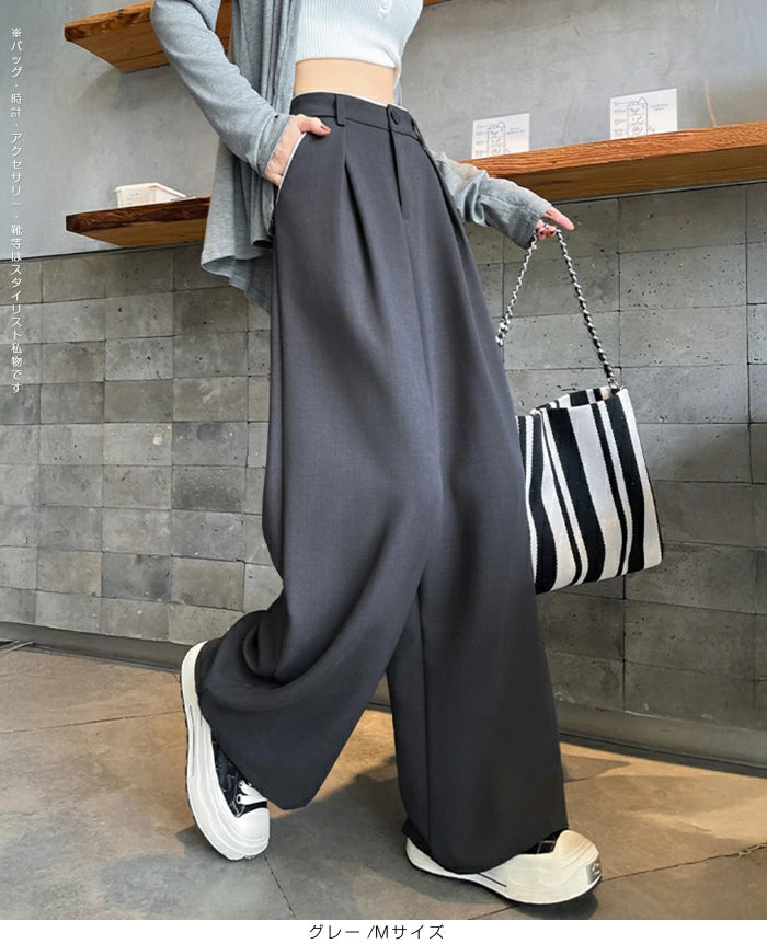 パイピングタックワイドパンツ