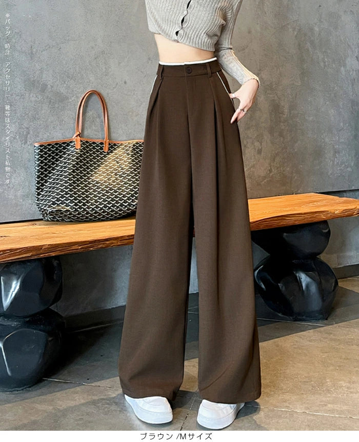 パイピングタックワイドパンツ