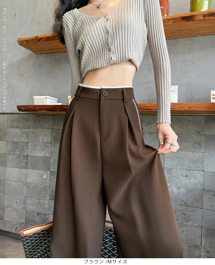 パイピングタックワイドパンツ