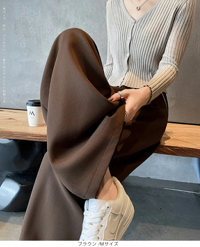 パイピングタックワイドパンツ