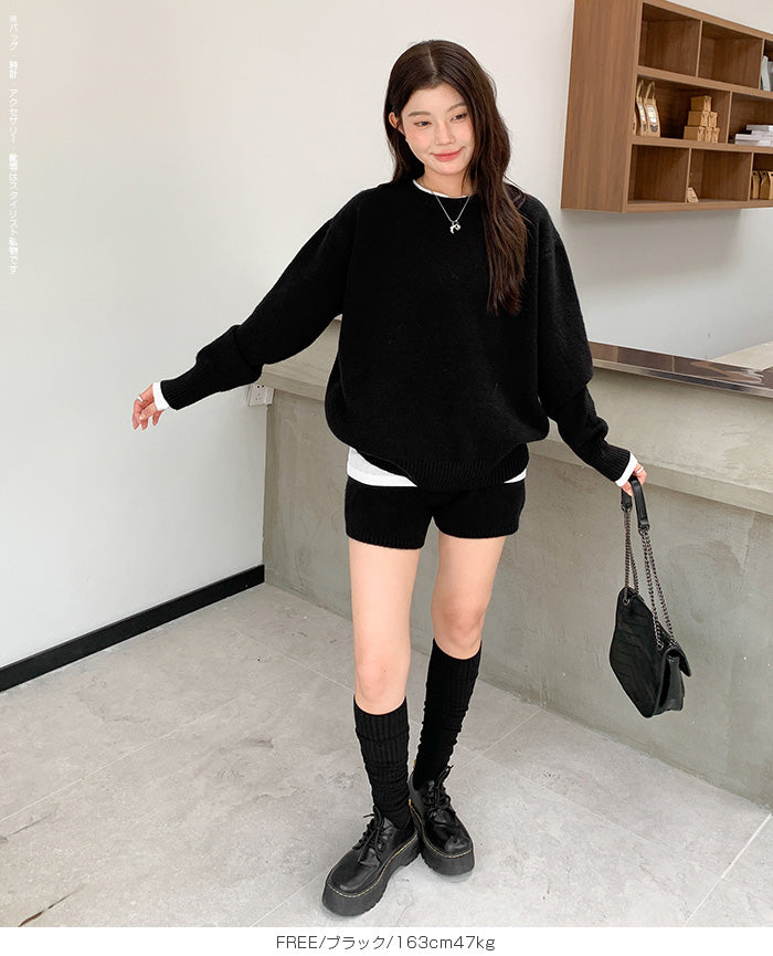 03color | 2点セット | ニットセットアップ セーター&ショートパンツ