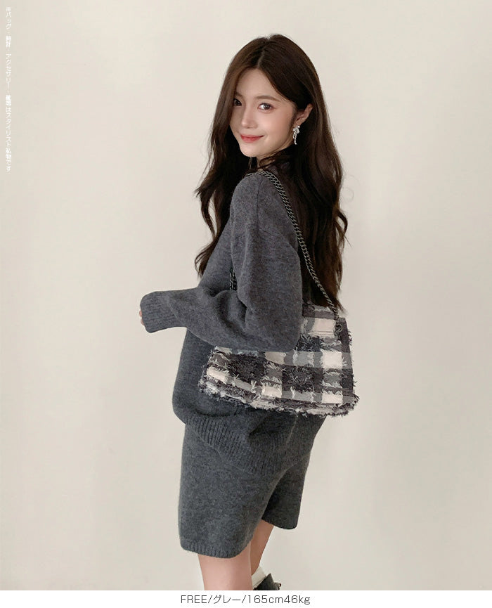 03color | 2点セット | ニットセットアップ セーター&ショートパンツ