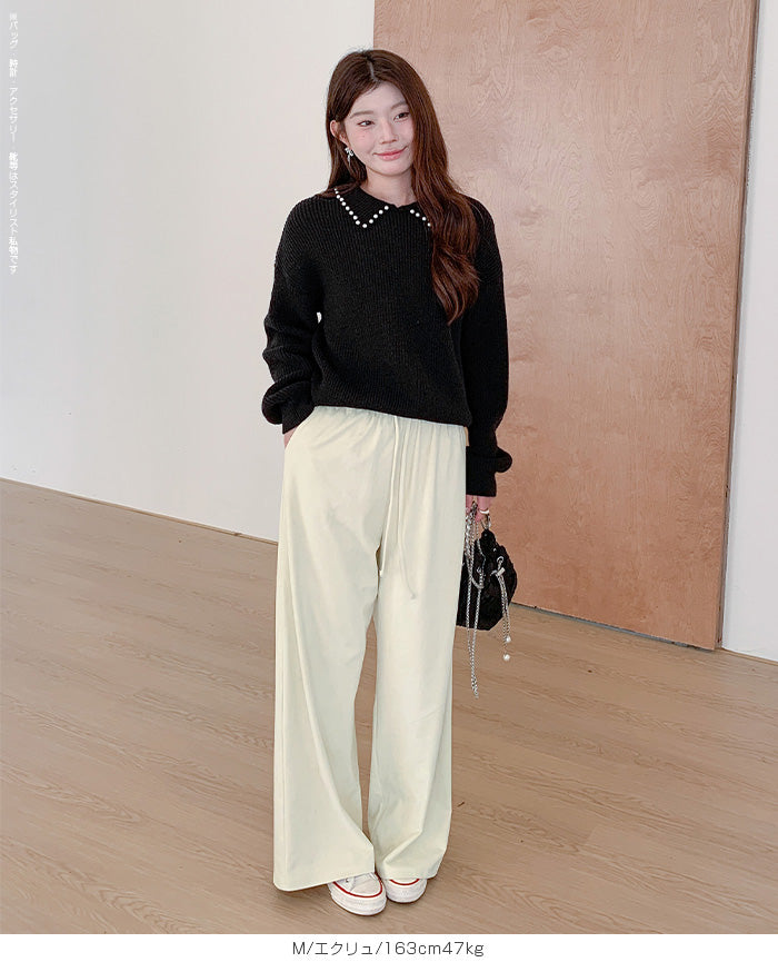 フェイクスエードワイドパンツ