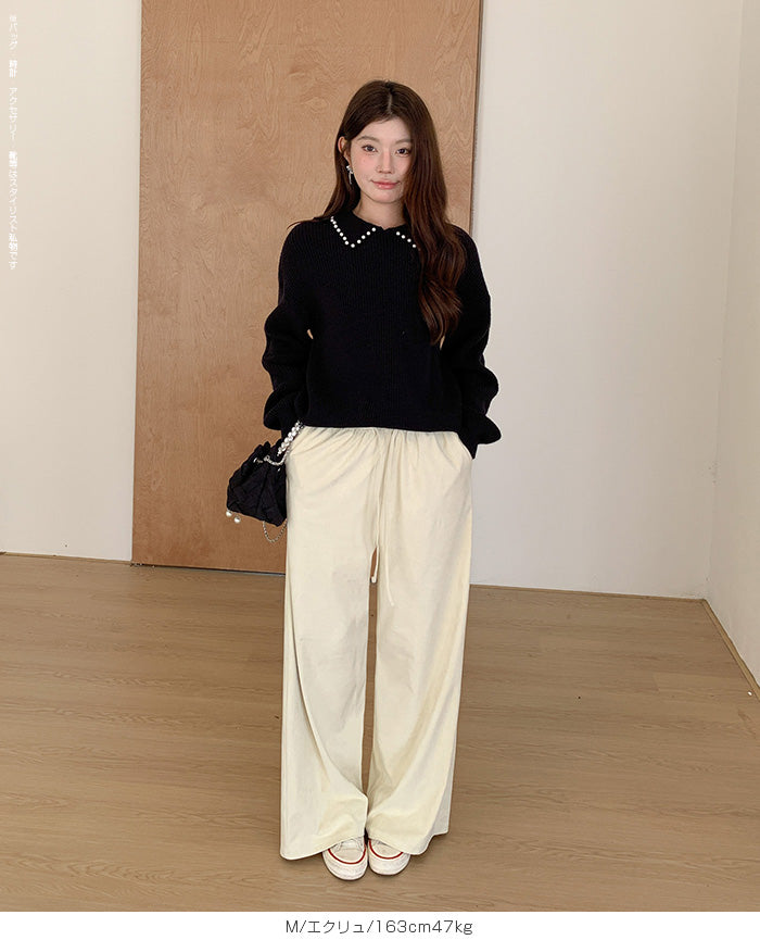 フェイクスエードワイドパンツ