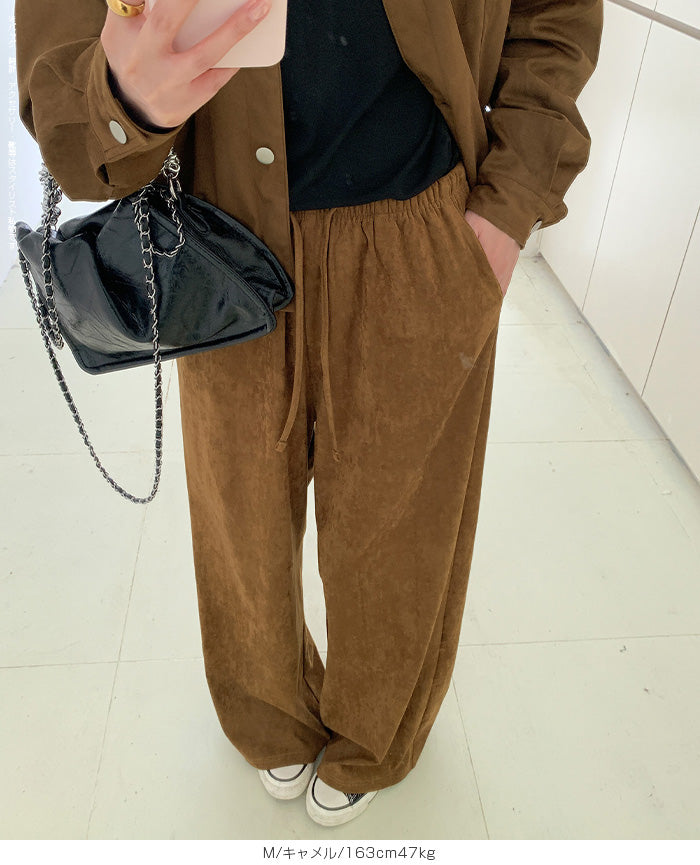 フェイクスエードワイドパンツ