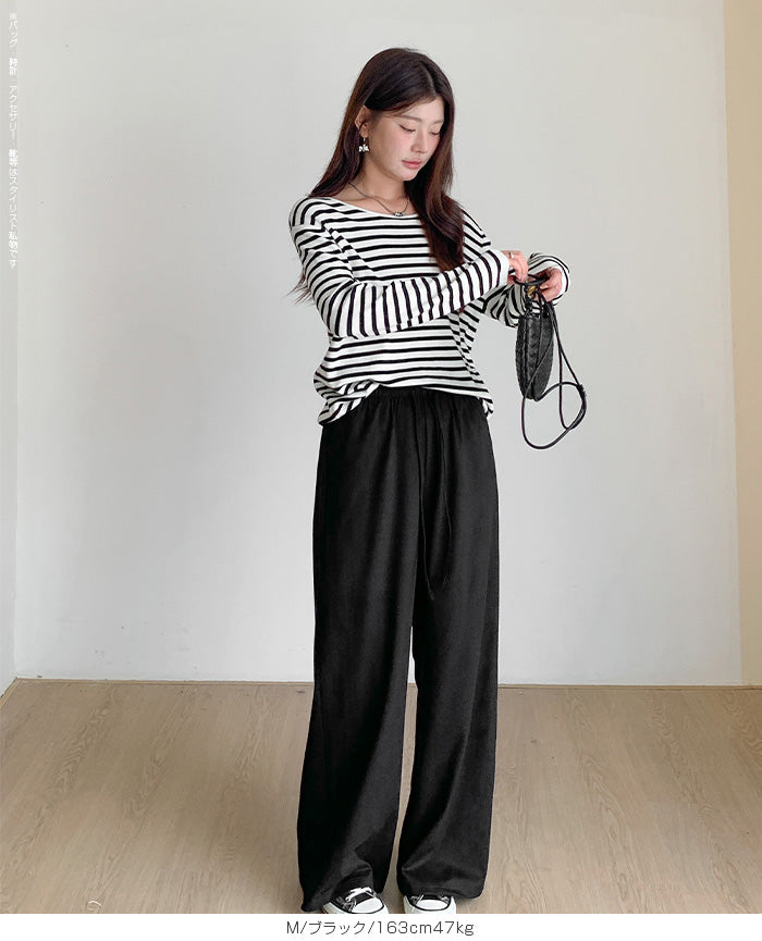 フェイクスエードワイドパンツ