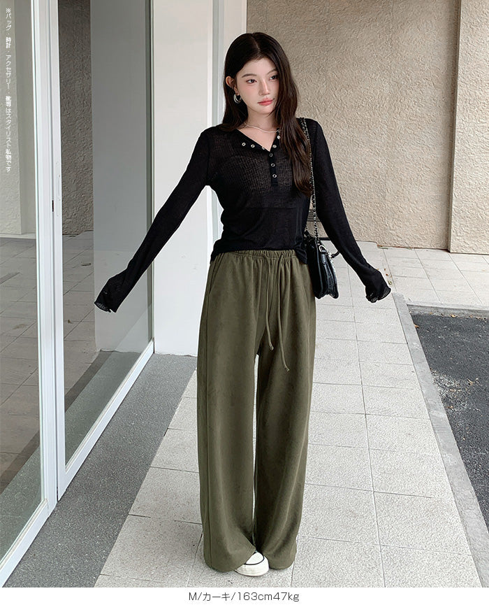 フェイクスエードワイドパンツ