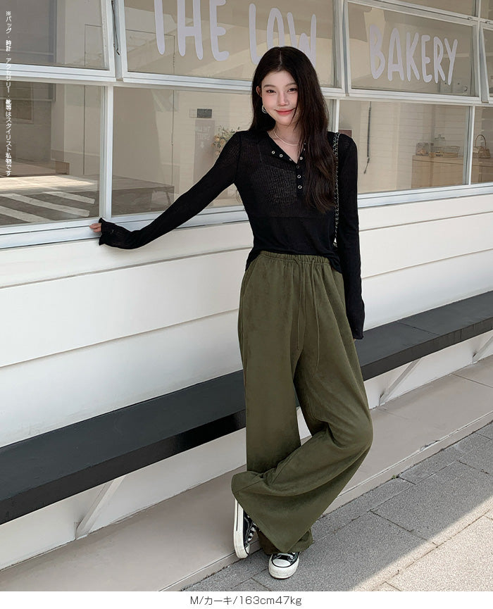 フェイクスエードワイドパンツ