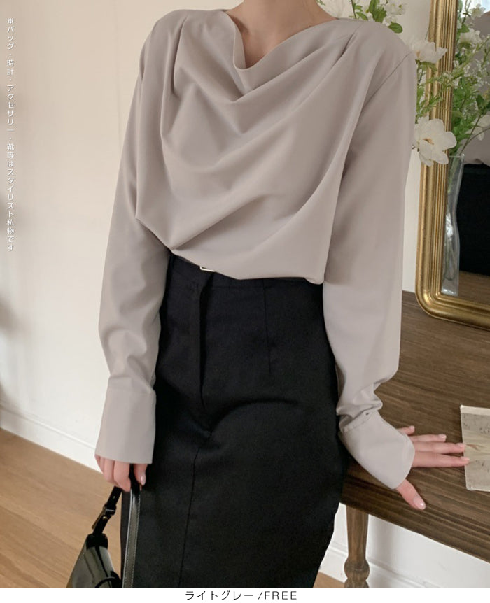 ドレープネックブラウス
