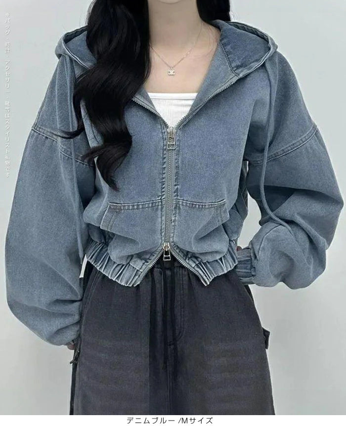 ダブルジップデニムパーカー
