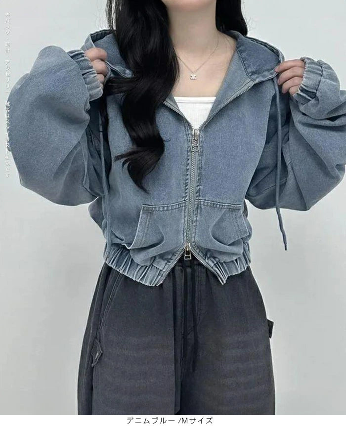 ダブルジップデニムパーカー