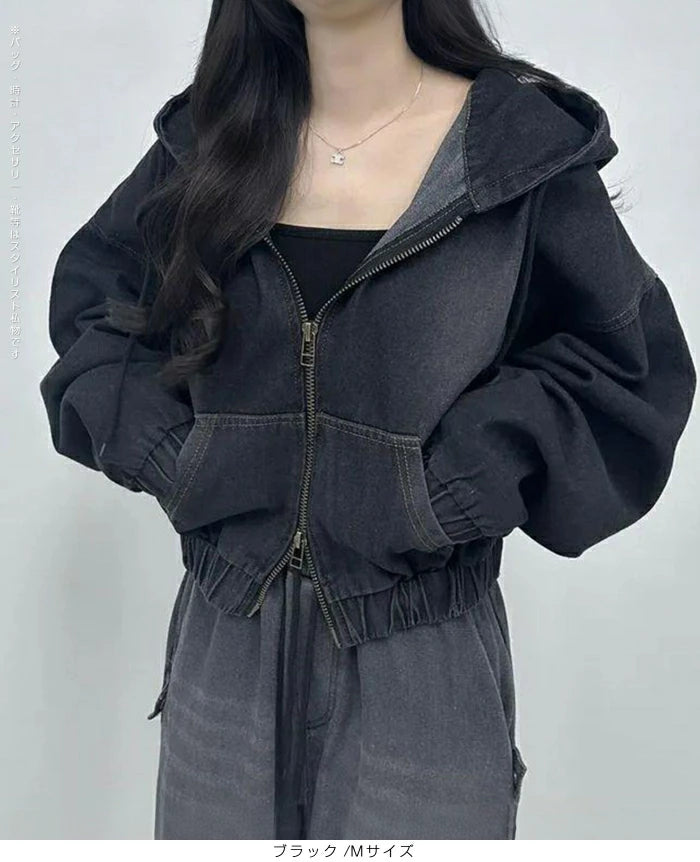 ダブルジップデニムパーカー