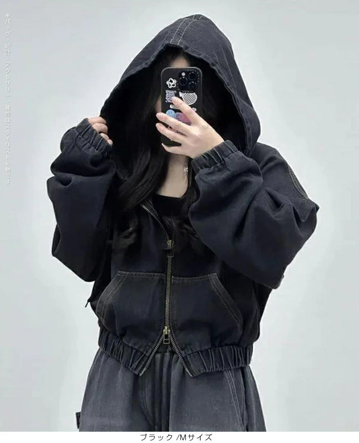 ダブルジップデニムパーカー