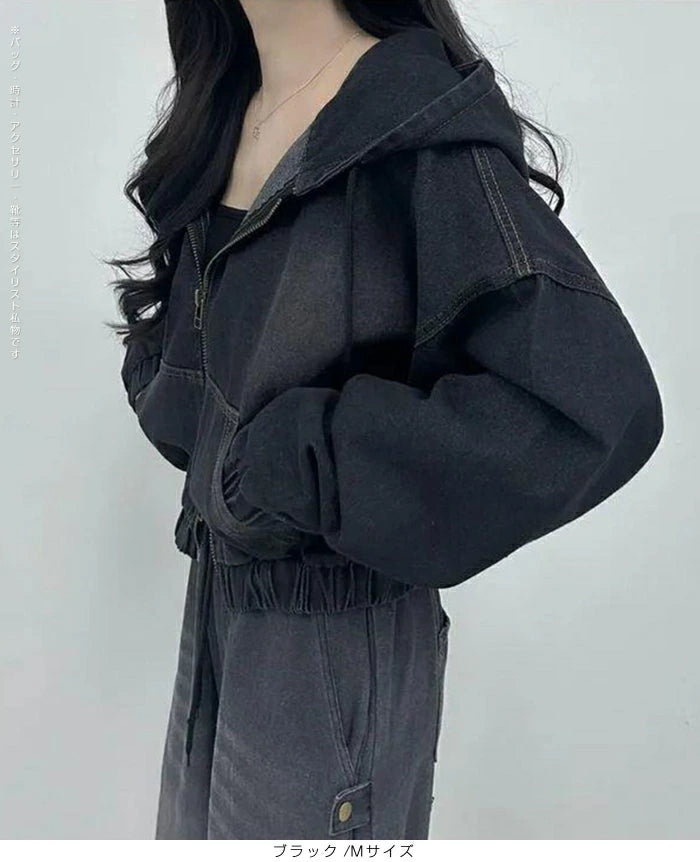 ダブルジップデニムパーカー