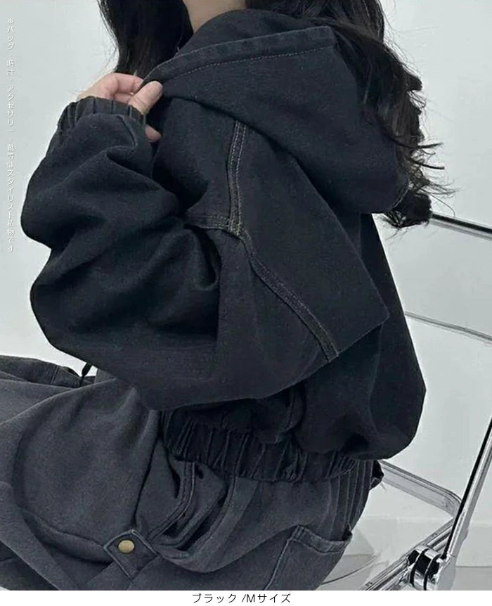 ダブルジップデニムパーカー