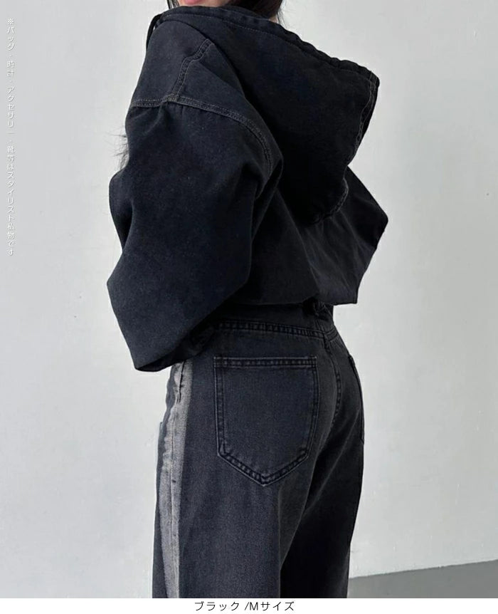 ダブルジップデニムパーカー