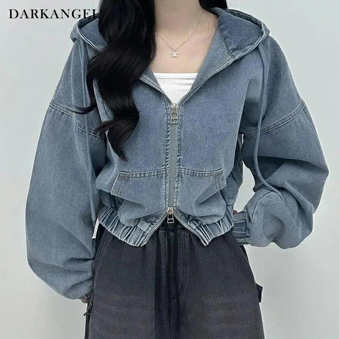 ダブルジップデニムパーカー