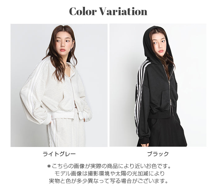 サイドラインダブルジップパーカー