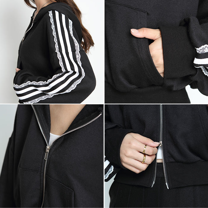 サイドラインダブルジップパーカー