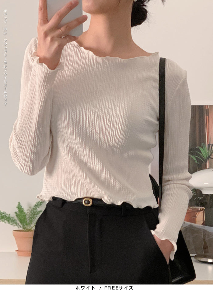 02color | FREEサイズ | フリルプリーツトップス