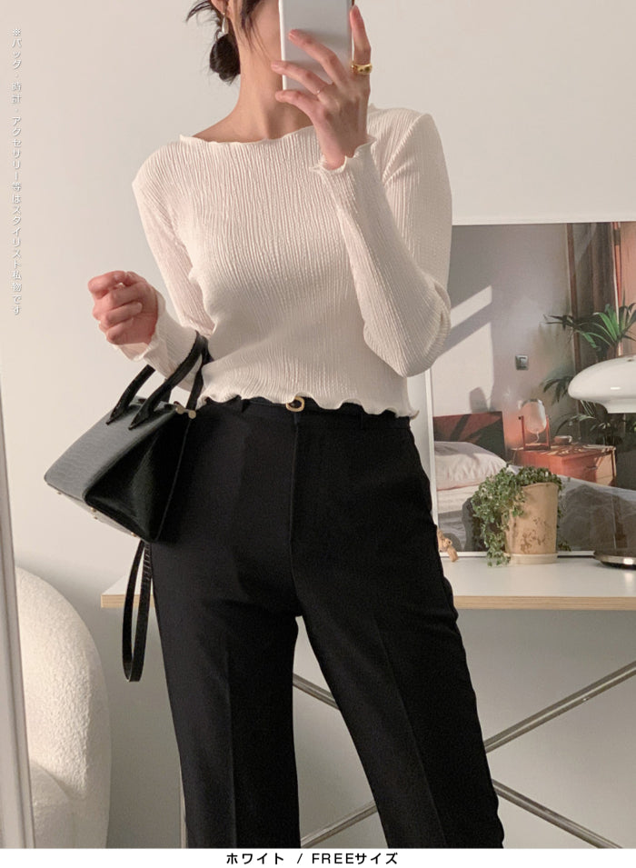 02color | FREEサイズ | フリルプリーツトップス
