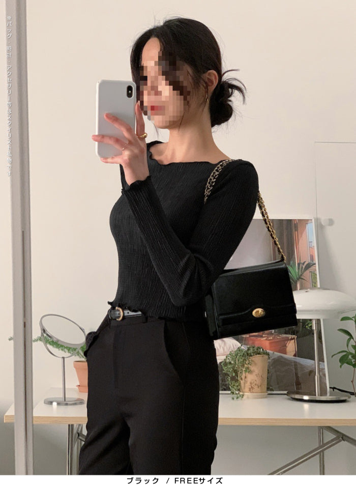 02color | FREEサイズ | フリルプリーツトップス