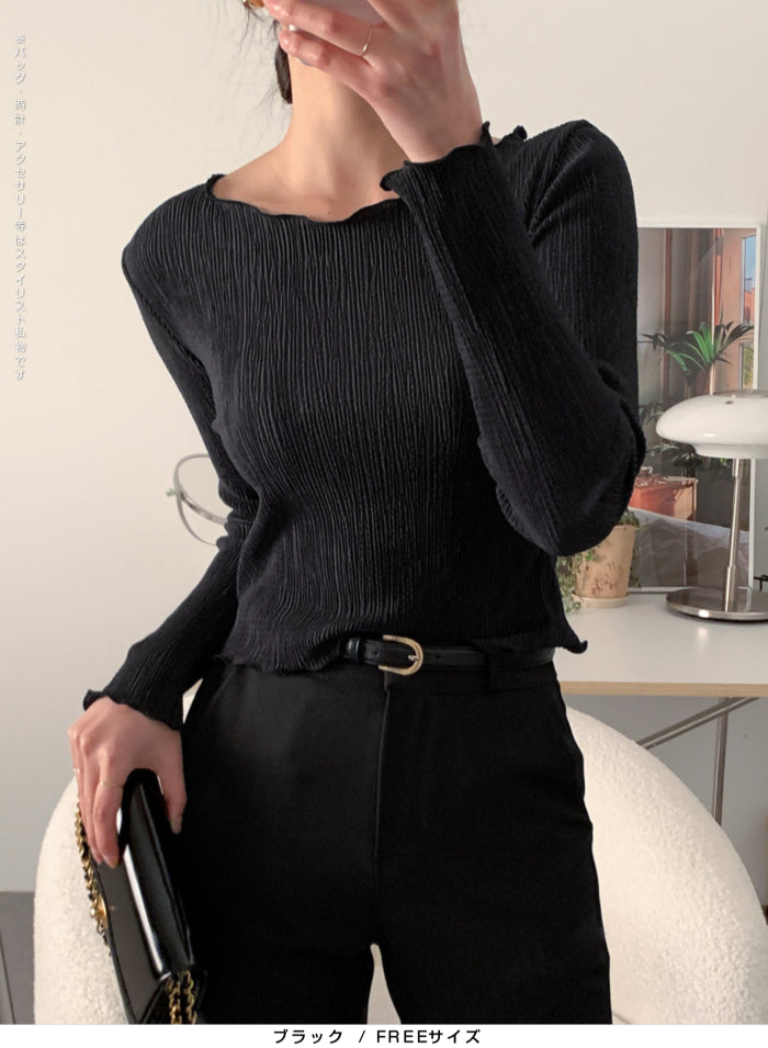 02color | FREEサイズ | フリルプリーツトップス