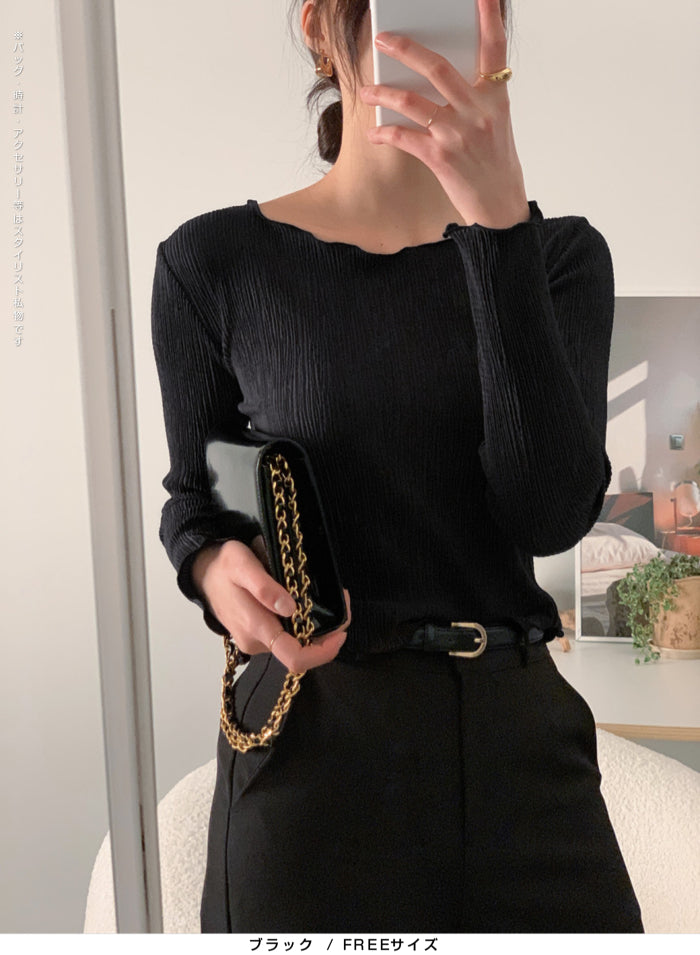 02color | FREEサイズ | フリルプリーツトップス