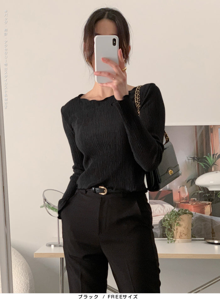 02color | FREEサイズ | フリルプリーツトップス