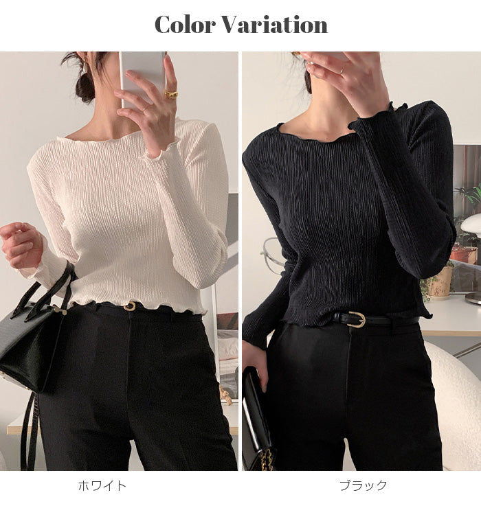 02color | FREEサイズ | フリルプリーツトップス