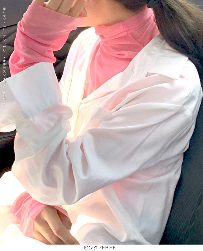 シアーメッシュタートルネックトップス