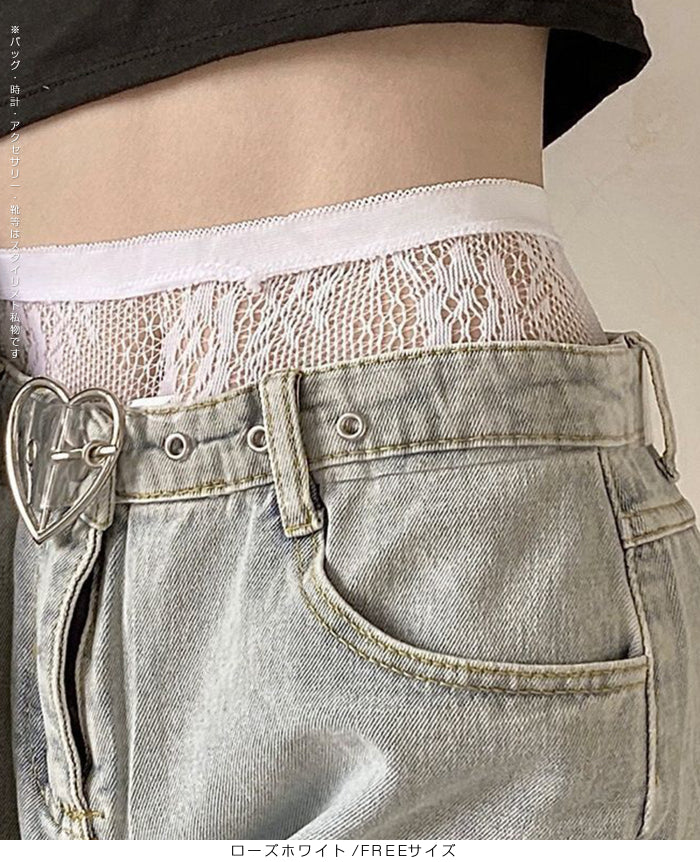 06花柄&リボンレースストッキングパンツ