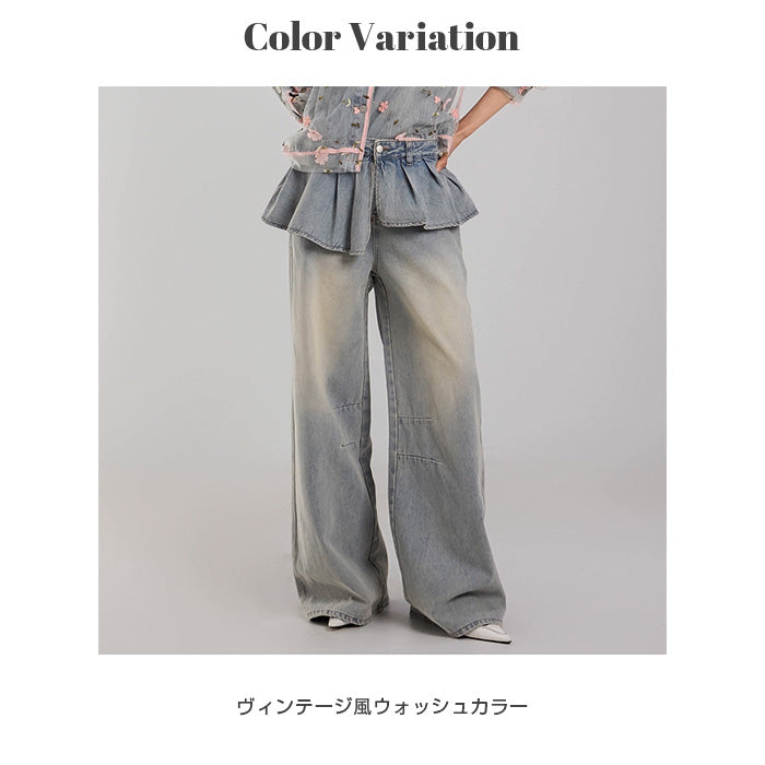 03size | コットン | スカート風デニムワイドパンツ