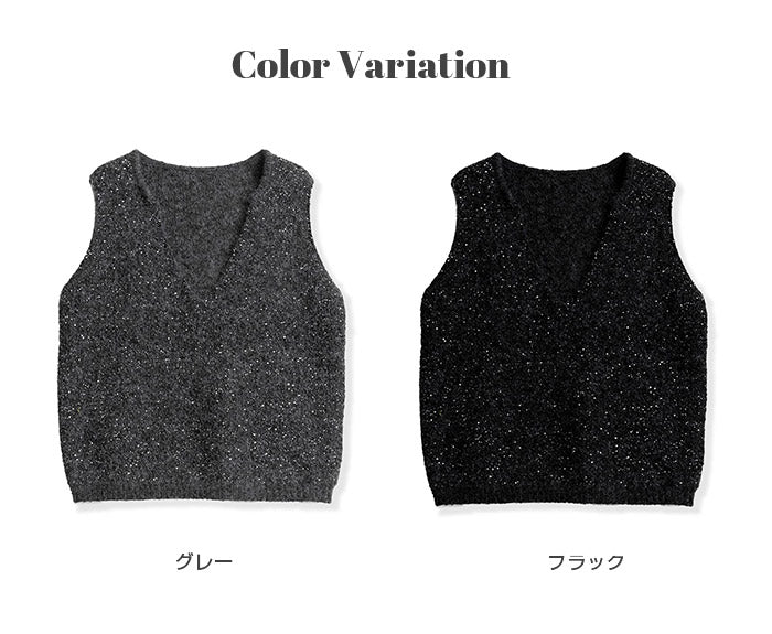 02color | FREEサイズ | スパンコールニットベスト