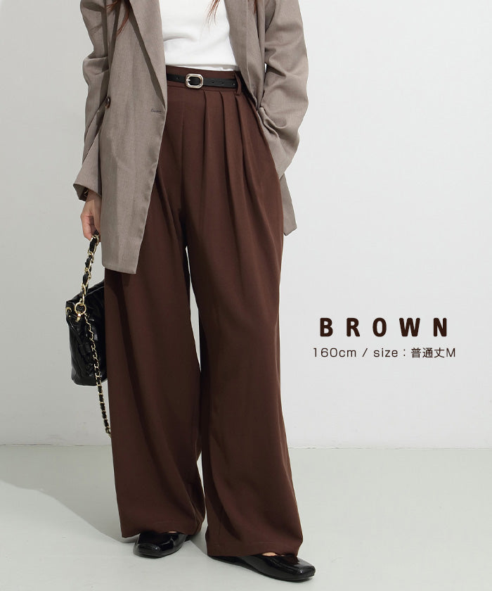 03color タックデザインバレルレッグパンツ