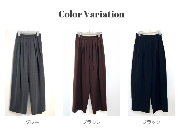 03color タックデザインバレルレッグパンツ