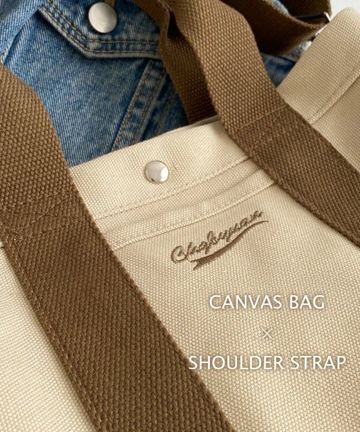 仕切りキャンバスショルダートートバッグ